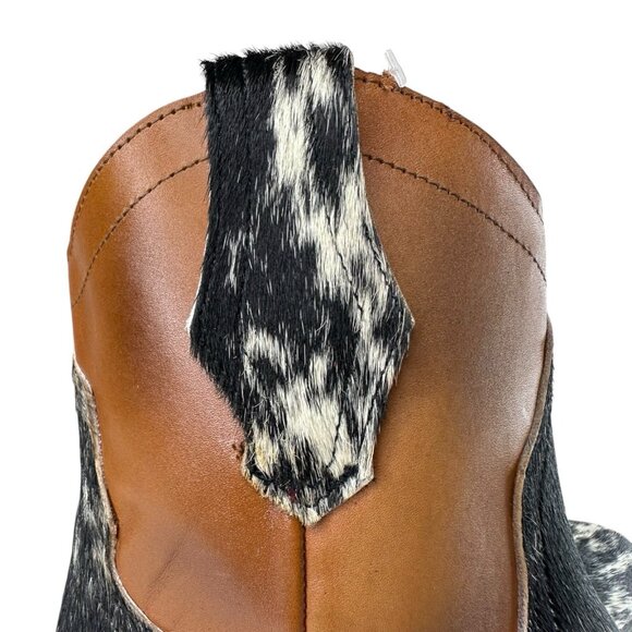 Alcala's Johnny Women Black Brown Cow Hair-On-Hide Leather Cowboy Boot Size 6.5 - Picture 10 of 14